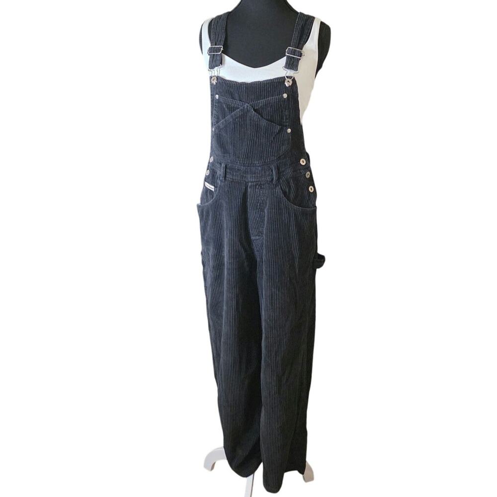 Vintage London London S Black Corduroy Overalls Baggy Minimalist‎ Grunge Utility